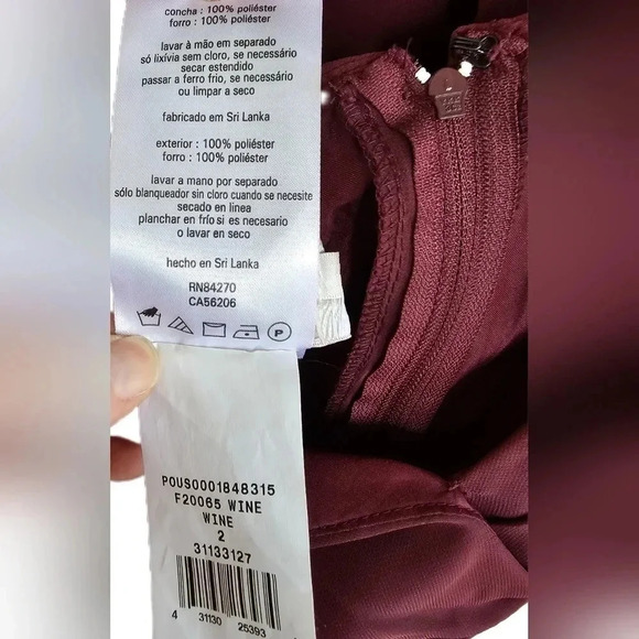 David's Bridal, Size 2, Wine Long Flutter Sleeve Dress - Picture 12 of 13